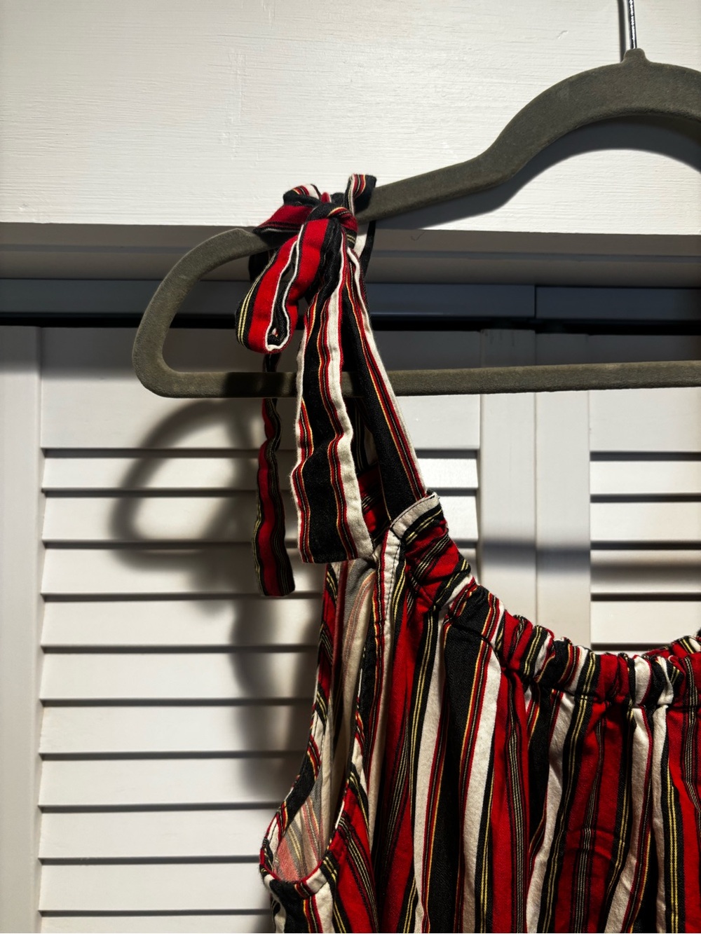 Doen Red, Black & Cream Striped Mini Dress - Picture 5 of 9